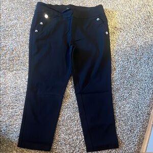 Elegant Black Pants with Silver Button Details